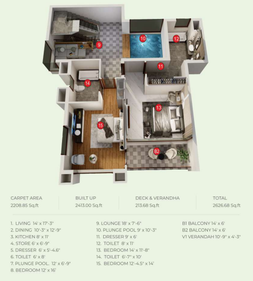Layout Plan Type 4 - First Floor (3 BR)